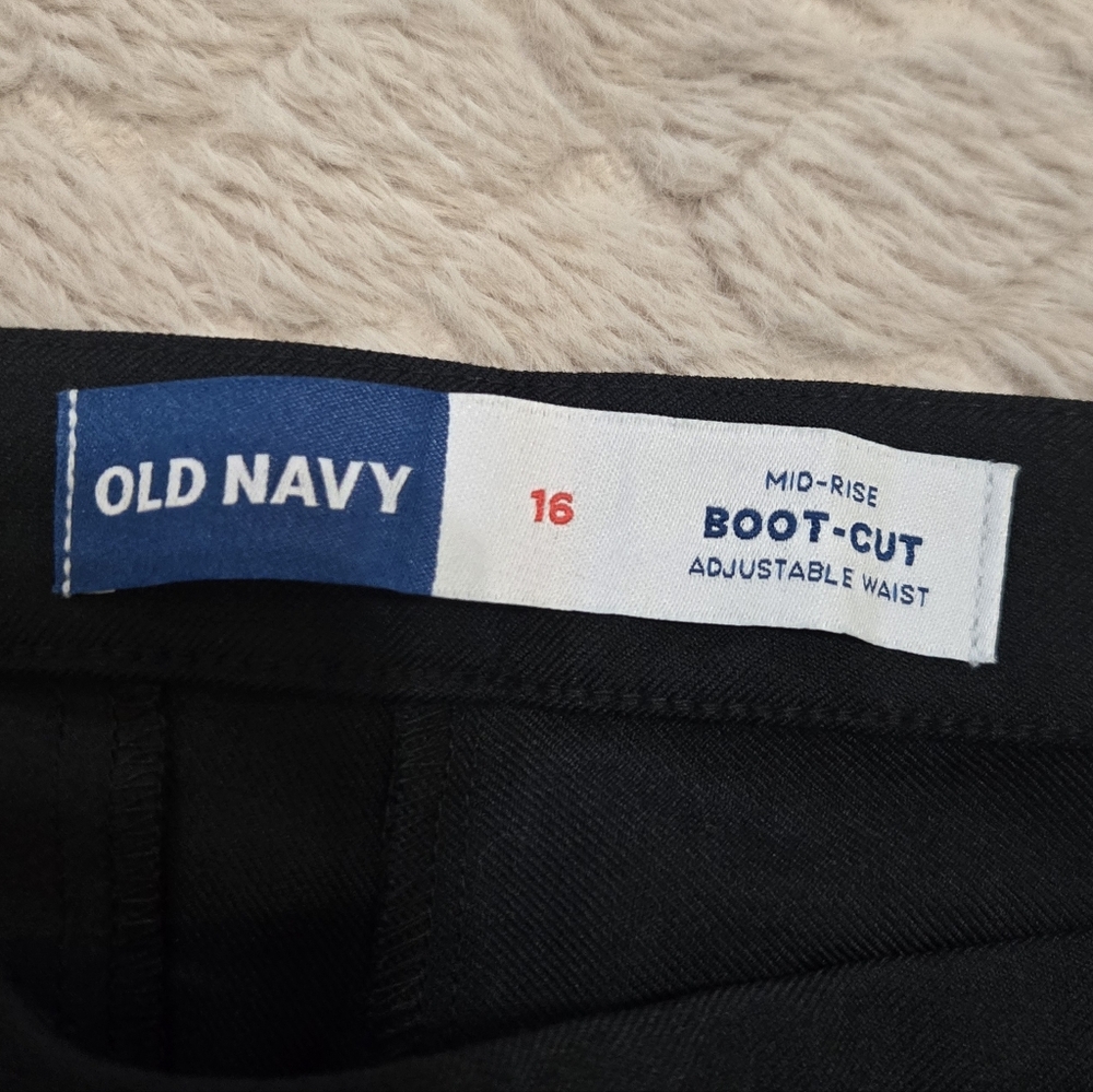 Old Navy Black Mid-Rise Boot Cut Adjustable Waist Dress Pants, Size 16 NWT - Picture 2 of 10